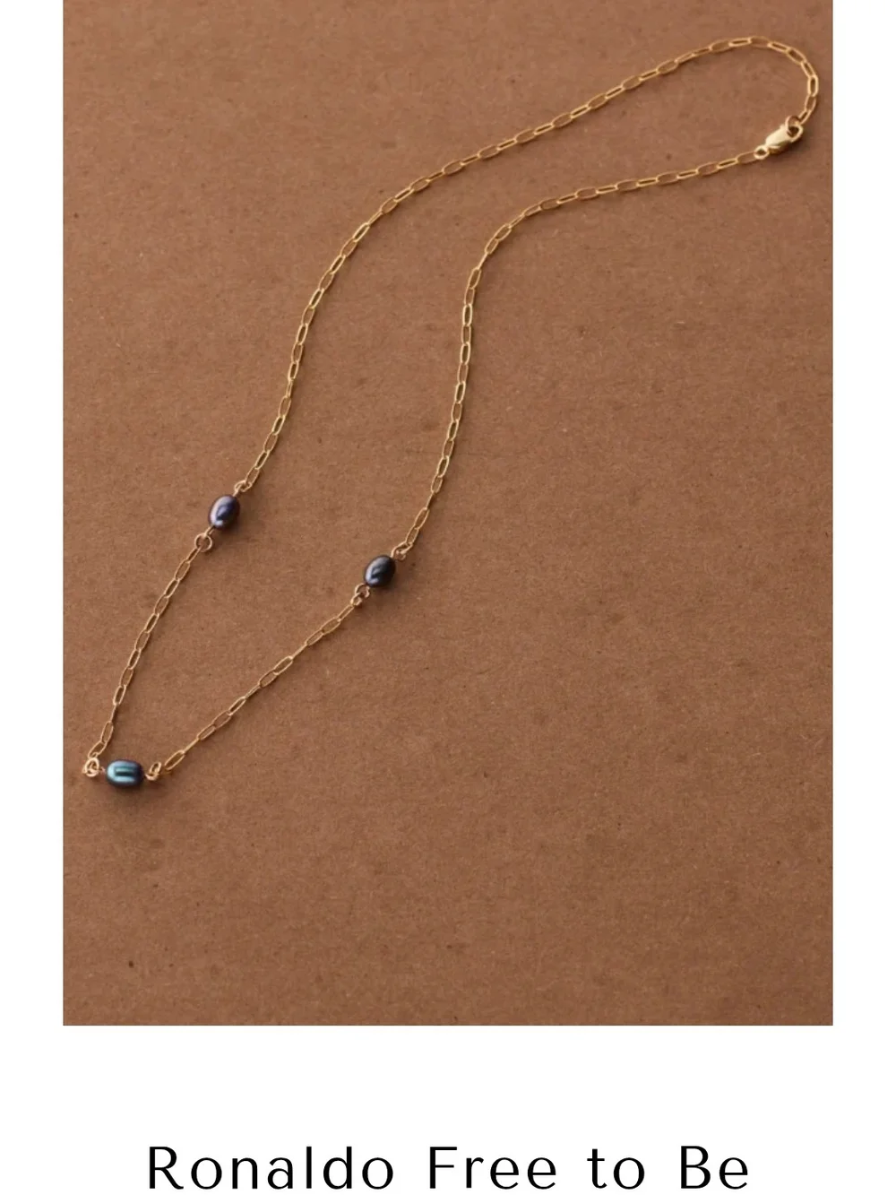 Ronaldo Delicate Gold-Link Necklace/bracelet Set with Dark Pearls - Picture 4 of 7